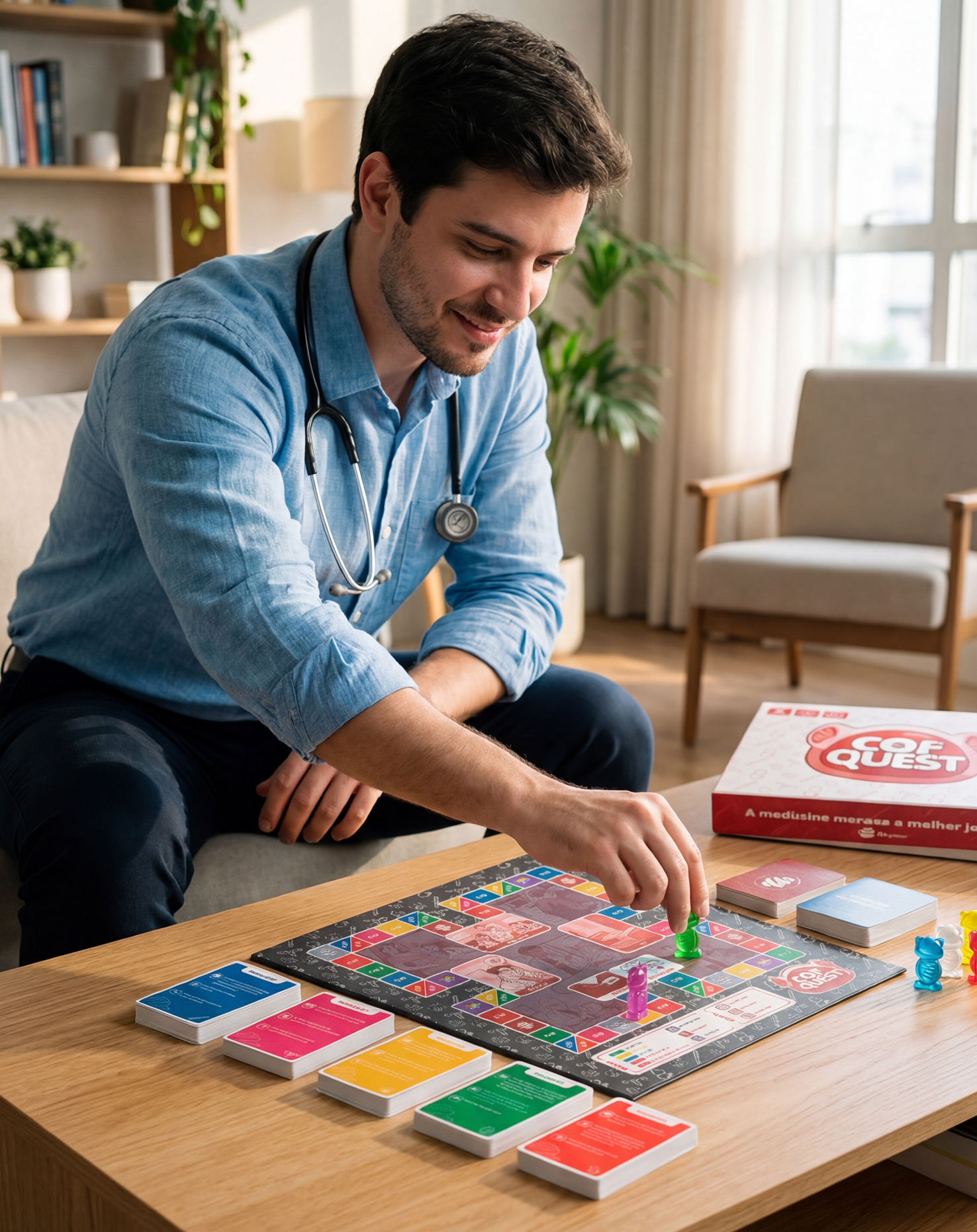 Médico residente jogando CofQuest